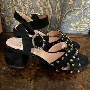 J. Crew Rhinestone Blue Velvet Shoes Sz 9.5